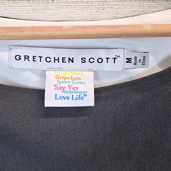 Gretchen Scott Jersey Tee Topper Medium Black 3/4 Sleeves Sporty Athleisure Golf - Picture 15 of 16